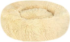 img 3 attached to 🐱 24-Inch Plush Active Cat Bed: Calming Dog Bed, Anti-Anxiety Round Donut Dog Bed - Washable, Orthopedic Pet Bed to Improve Sleep, Soft Cat Litter - Suitable for Small & Medium-Sized Cats and Dogs