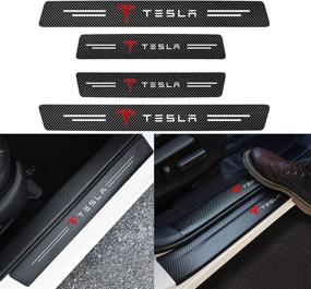 img 4 attached to 🚗 KIKIMO Tesla Model 3/Y/S/X Threshold Protection Sticker - Premium Carbon Fiber Decal, Vinyl Decorative Door Entry Guard Scratch Film - Tesla Model 3/Y Accessories