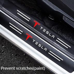 img 3 attached to 🚗 KIKIMO Tesla Model 3/Y/S/X Threshold Protection Sticker - Premium Carbon Fiber Decal, Vinyl Decorative Door Entry Guard Scratch Film - Tesla Model 3/Y Accessories