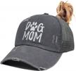 wear your love for fur babies with oascuver women's dog mom hat - adjustable vintage washed denim baseball cap with ponytail opening logo