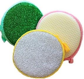 img 3 attached to 🧽 20-Piece Multipurpose Kitchen Double Sided Round Dishwashing Sponge Scrubber Rag Dish Pad Cleaner Home Kitchen Cleaning Tool Sponges