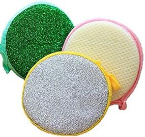 img 4 attached to 🧽 20-Piece Multipurpose Kitchen Double Sided Round Dishwashing Sponge Scrubber Rag Dish Pad Cleaner Home Kitchen Cleaning Tool Sponges