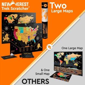 img 1 attached to Large Detailed Scratch Off United States And World Map Travel Art Posters With 20 Push Pins In Gift Tube - 2-In-1 Trek Scratchers Bundle By Newverest, Fits 24" X 17" Frame, Includes Scratch Tool.