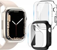 goton screen protector with pc hard cover & anti-fog glass film for apple watch series 7 45mm - clear+black, pack of 2 logo