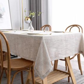 img 3 attached to Flaxy Faux Linen Tablecloth With 2-Tone Slubby Texture - Wrinkle-Resistant, Anti-Shrink, Soft Table Cover For Kitchen Dining, Buffet, Banquets, And Parties - Rectangle 52 X 70 Inches (Linen)