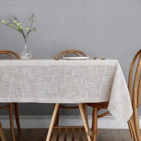 img 1 attached to Flaxy Faux Linen Tablecloth With 2-Tone Slubby Texture - Wrinkle-Resistant, Anti-Shrink, Soft Table Cover For Kitchen Dining, Buffet, Banquets, And Parties - Rectangle 52 X 70 Inches (Linen)