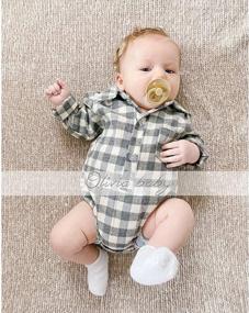 img 3 attached to Newborn Baby Red Plaid Long Sleeve Flannel Shirt - Winter Fall Clothes For Boys & Girls