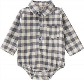 img 4 attached to Newborn Baby Red Plaid Long Sleeve Flannel Shirt - Winter Fall Clothes For Boys & Girls