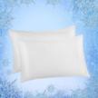 elegear cooling pillow cases for hot sleepers, japanese q-max 0.45 cooling pillowcases, both sides[cooling/cotton], breathable soft pillowcase for hair and skin, set of 2-white (standard (20" x 26")) logo