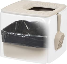 img 1 attached to 🐱 Iris USA Premium Top Entry Cat Litter Box PRCL-SQ in Elegant White: The Perfect Solution for Cats' Waste Management