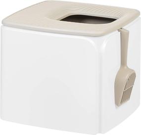 img 4 attached to 🐱 Iris USA Premium Top Entry Cat Litter Box PRCL-SQ in Elegant White: The Perfect Solution for Cats' Waste Management