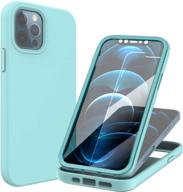 apple iphone 12 6.1" case protective cover with precise cut outs, soft tpu & rugged pc, anti-scratch, dust proof & shockproof - light blue logo