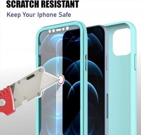 img 1 attached to Apple IPhone 12 6.1" Case Protective Cover With Precise Cut Outs, Soft TPU & Rugged PC, Anti-Scratch, Dust Proof & Shockproof - Light Blue