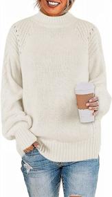 img 3 attached to FISACE Cable Knit Turtleneck Sweater For Women - Oversized Pullover With Long Sleeves Tops