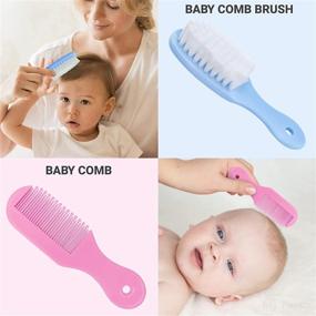 img 3 attached to Essential Baby Grooming Kit - Hairbrush, Nail Clipper, Body Thermometer, Nasal Aspirator, Med Feed, Comb, Nail Trimmer Baby Care Products in Pink