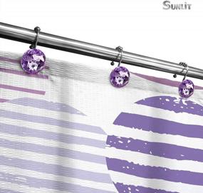 img 1 attached to Sunlit Luxury Design Round Purple Diamond Crystal Gem Bling с скользящими шариками Крючки для занавесок для душа, нержавеющие металлические стразы Гламурные кольца для занавесок для душа-12 Pack