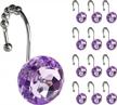 sunlit luxury design round purple diamond crystal gem bling with glide balls shower curtain hooks, rust proof metal rhinestones glam shower curtain rings-12 pack logo