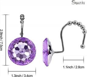 img 3 attached to Sunlit Luxury Design Round Purple Diamond Crystal Gem Bling с скользящими шариками Крючки для занавесок для душа, нержавеющие металлические стразы Гламурные кольца для занавесок для душа-12 Pack