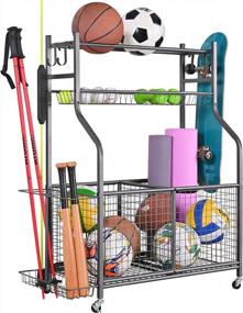 img 4 attached to Organize Your Sports Gear & Toys With Mythinglogic Garage Ball Storage Cart!