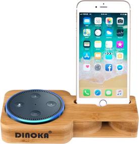 img 2 attached to Держатель Echo Dot для Alexa Echo Dot 1-го и 2-го поколения, натуральный бамбук, деревянный держатель для динамика сотового телефона, держатель для IPhone X / iPhone 8, Samsung Galaxy и большинства смартфонов