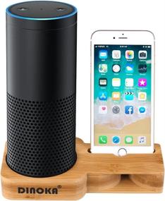 img 3 attached to Держатель Echo Dot для Alexa Echo Dot 1-го и 2-го поколения, натуральный бамбук, деревянный держатель для динамика сотового телефона, держатель для IPhone X / iPhone 8, Samsung Galaxy и большинства смартфонов
