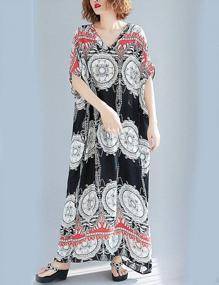 img 3 attached to Women'S Boho Printed V-Neck Maxi Dress: Stylish Loungewear By Flygo!