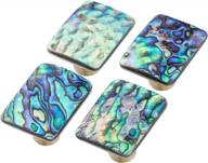 set of 4 abalone shell cabinet knobs - rectangle stone pulls handle for dresser drawer cupboard furniture decor - includes screws, perfect for home decoration by mookaitedecor logo