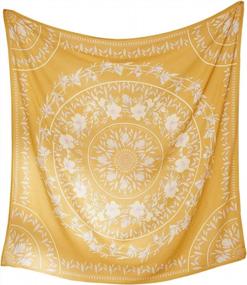 img 4 attached to Bohemian Chic: Simpkeely Sketched Floral Medallion Yellow Tapestry For Stylish Home Décor