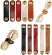 set of 10 gydandir leather cable straps in black, brown, light brown, wine red, and gold- ideal cord management tool for organizing usb cables, headphone wires, and other cords logo