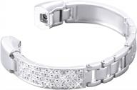 bayite rhinestone-encrusted metal bands for fitbit alta and alta hr, adjustable jewelry bangle bracelet (silver, fits wrist sizes 5.5" to 7.2") logo