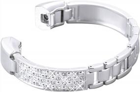 img 4 attached to Bayite Rhinestone-Encrusted Metal Bands For Fitbit Alta And Alta HR, Adjustable Jewelry Bangle Bracelet (Silver, Fits Wrist Sizes 5.5" To 7.2")