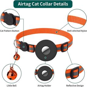 img 3 attached to 🐱 Reflective Airtag Cat Collar with Bell and Silicone Waterproof Holder - Airtag Cat Collar for Apple Airtag, Breakaway Safety Buckle for Cat Kitten Puppy (Orange)