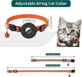 img 2 attached to 🐱 Reflective Airtag Cat Collar with Bell and Silicone Waterproof Holder - Airtag Cat Collar for Apple Airtag, Breakaway Safety Buckle for Cat Kitten Puppy (Orange)