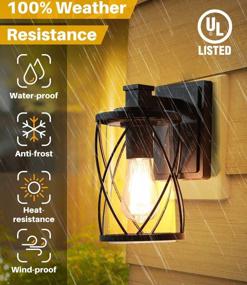 img 3 attached to Matte Black Outdoor Wall Mount Porch Light With Clear Glass - LALUZ Exterior Wall Lantern For Front Door, Garage, And Patio, Anti-Rust Farmhouse Outdoor Sconce Wall Lighting, 11 Inches