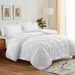 img 3 attached to Sleep In Comfort With Puredown® Pinch Pleat Down Alternative 3-Piece Comforter Set - Full/Queen White