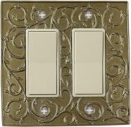 aged gold french scroll 2 double switch rocker wall plate electrical cover plate - meriville logo