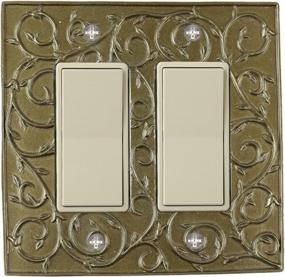 img 1 attached to Aged Gold French Scroll 2 Double Switch Rocker Wall Plate Electrical Cover Plate - Meriville