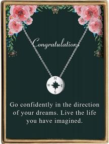 img 4 attached to S925 Sterling Silver Dainty Compass Pendant Necklace: Perfect Graduation Gift For Her!