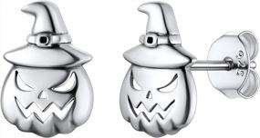 img 4 attached to Серьги-гвоздики в готическом стиле из стерлингового серебра для Хэллоуина - мужские и женские серьги в виде головы скелета 925 пробы