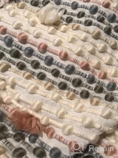 img 1 attached to Rivet Bubble Textured Fringe Throw Blanket - Lightweight And Stylish Grey And Cream Design By Amazon Brand review by Dedra Block