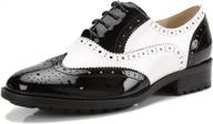 u-lite women's perforated lace-up wingtip close front leather flat oxfords vintage oxford shoes logo