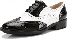 img 4 attached to U-Lite Women'S Perforated Lace-Up Wingtip Close Front Leather Flat Oxfords Vintage Oxford Shoes