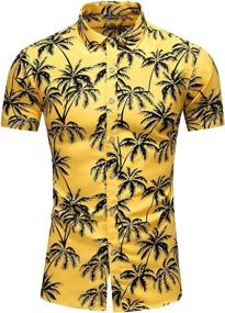 img 4 attached to Premium Medium Men's Hawaiian Button Down Shirt by LEFTGU - Best in Printed Clothing