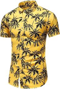 img 2 attached to Premium Medium Men's Hawaiian Button Down Shirt by LEFTGU - Best in Printed Clothing