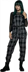img 4 attached to High-Waisted Plaid Pinafore Jumpsuit With Pocket Straps For Women By WDIRARA - Perfect For Casual Wear