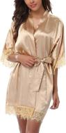 luxurious women's bridal shower robe with elegant lace trim and satin kimono design - perfect for wedding party gown logo
