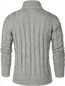 img 3 attached to 🧥 Aimeilgot Men's Casual Slim Fit Button-Up Cable Knit Stand Collar Cardigan Sweater