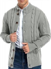 img 2 attached to 🧥 Aimeilgot Men's Casual Slim Fit Button-Up Cable Knit Stand Collar Cardigan Sweater