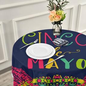 img 2 attached to XUWU 60In Waterproof Polyester Tablecloth - Perfect For Cinco De Mayo, Kitchen Dining, Buffet Parties & Camping!