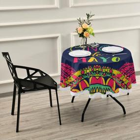 img 4 attached to XUWU 60In Waterproof Polyester Tablecloth - Perfect For Cinco De Mayo, Kitchen Dining, Buffet Parties & Camping!